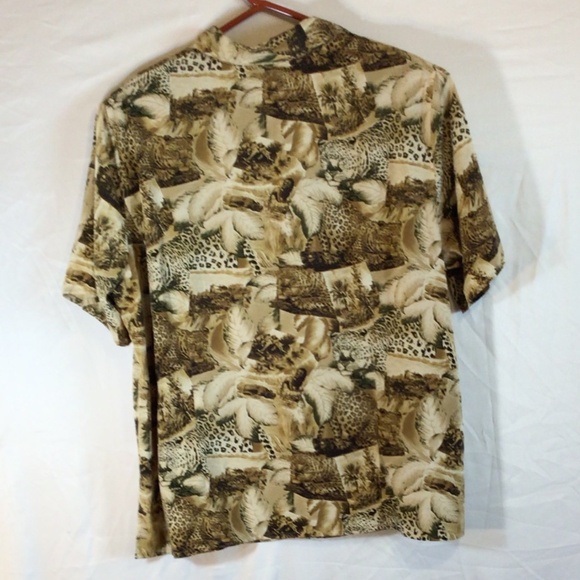 Maggie Barnes 18W leopard print button up shirt blouse safari y2k retro glam - Picture 2 of 6